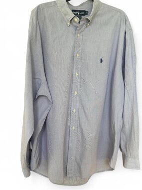 Ralph Lauren Yarmouth Men’s XXL Button Down Blue Micro-Stripe Cotton Oxford